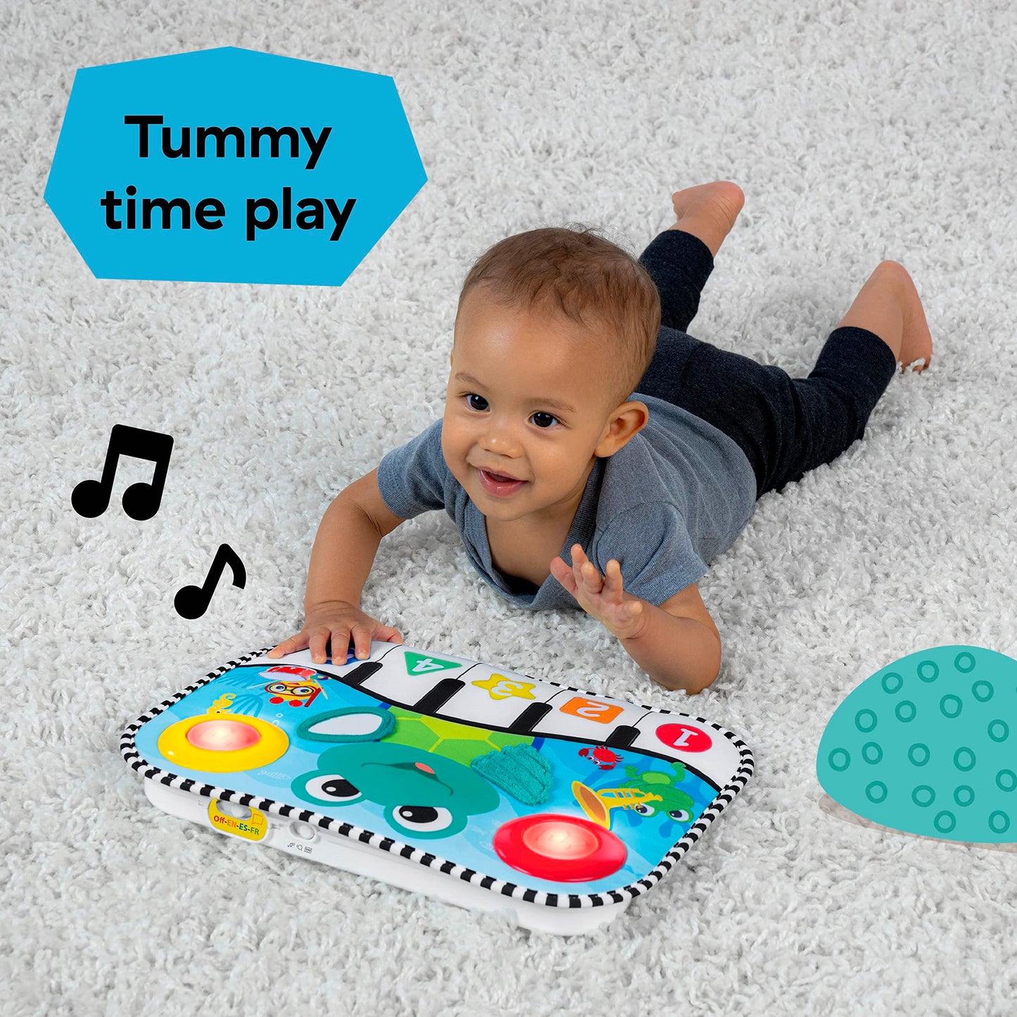 Baby Einstein Ocean Explorers Neptune's Kick & Explore Musical Kick Pad & Crib Toy, Tummy Time Mat, Learning Toy, for Ages 0 Months and up